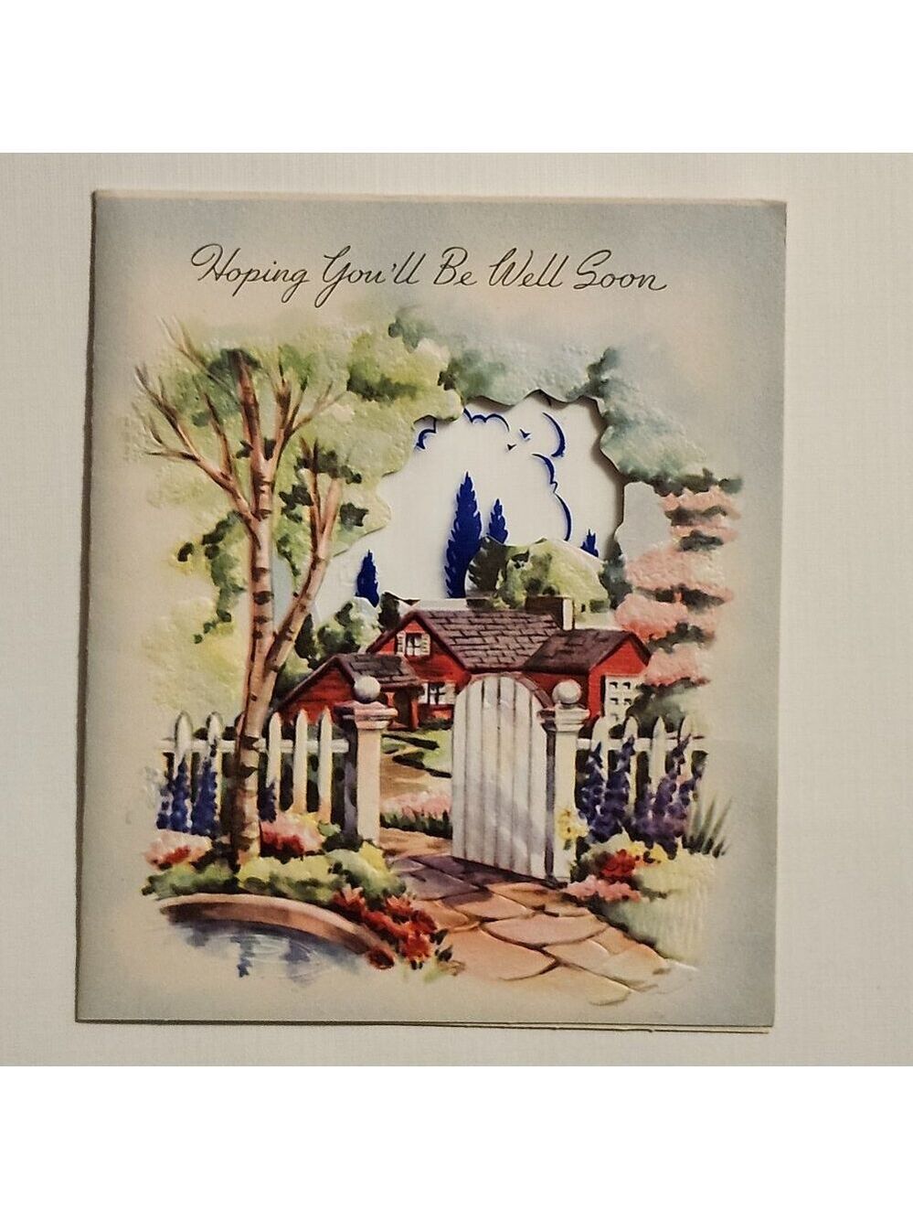 VINTAGE Greeting Card Get Well Soon 1855 C